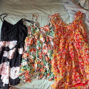 Floral and Lace Dresses Trio